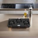 CELLO Hexa Manual Ignition Black Aluminium Alloy Burner Toughened Glass Glass Manual Gas Stove  (3 Burners)...