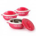 CELLO Hot Serve Set of 3 Pieces Casserole Hot Pot Box For Kitchen, Pink (500ml, 850ml, 1500ml)...
