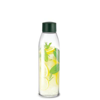CELLO Hydra 900 Glass Fridge Water Bottle with Plastic Cap 875ml, Olive Green