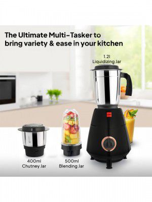 Cello Imperia Stainless Steel Mixer Grinder 500Watts- 2 SS Jars+ 1 nutri jar