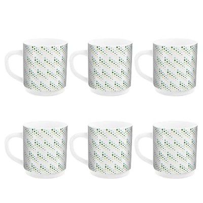 CELLO Imperial Premium Roma Coffee Mug 300 ml | Coffee/Milk Mug with Handle | Mug for Tea, Coffee, Cappuccino or hot and Cold Beverages | 6 Units| Bubble Drop, White