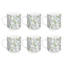 CELLO Imperial Premium Roma Coffee Mug 300 ml | Coffee/Milk Mug with Handle | 6 Units | Green Fall, White...