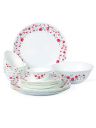 Cello Imperial Red Rose Fantasy Opalware Dinner Set, 19 Pieces, White...