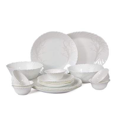 Cello Imperial Winter Frost Opalware Dinner Set, 21 Pieces, White