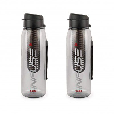 CELLO Infuse Plastic Water Bottle, 800 ml, Set of 2, Orange