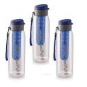 CELLO Infuse Plastic Water Bottle, 800 ml, Set of 3, Blue | Detox Bottle with Infuser Chamber | Leakproof Plastic Bottle with Wide Mouth Opening | Ideal for Gym, Office, Travel...