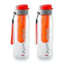 Cello Infuse Plastic(PET) Water Bottle with Infuser, 800ml, Set of 2, Orange...