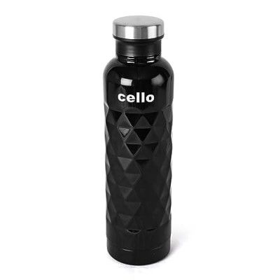 Cello Invictus Stainless Steel Double Walled Bottle, Hot and Cold, 700ml, Black