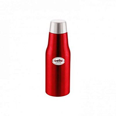 Cello Ivana Stainless Steel Double Walled Water Bottle, Hot and Cold, 500ml, 1 Unit, Red