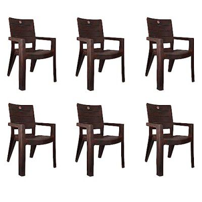 Cello Jordan Plastic High Back Armchair, Set of 6(Rosewood Brown)