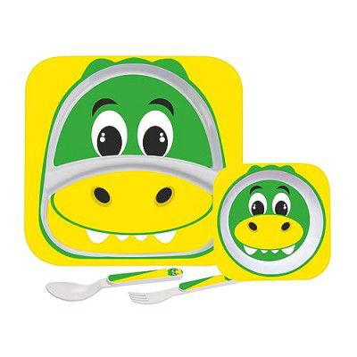 Cello Kids Meal Melamine Dinner Set with Crocodile Print - Set of 4