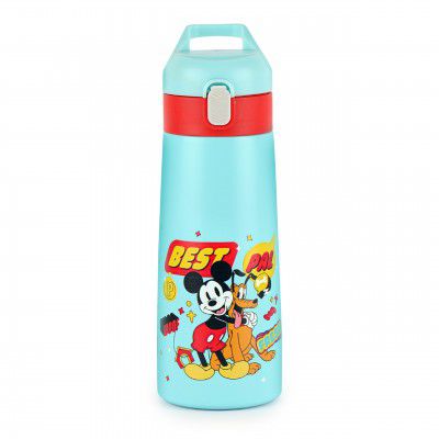 Cello Kidzbee Gulp Best Pals Thermosteel Flask | 3D Touch & Feel Disney & Marvel Design  | 8 Hours Hot & Cold | Leak Proof with Push Button Lid | 490ml | Light Blue