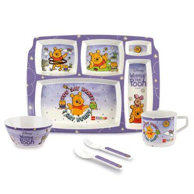 Cello Kidzbee Pentameal Hunny Bear Melamine Meal Set for Kids, Set of 5, Off White