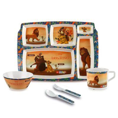 Cello Kidzbee Pentameal Lion King Melamine Meal Set for Kids, Set of 5, Orange | BPA Free and Food-Grade Material | Attractive and Kidfriendly Designs | Break Resistant & Durable Set