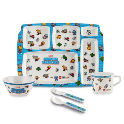 Cello Kidzbee Pentameal Super Hero Melamine Meal Set for Kids, Set of 5