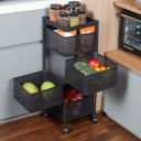 CELLO Kitchen Pro Trolley with Wheels | Storage Organizer & Kitchen Accessories | Multi-Purpose Trolley | (Black,Layer 4)...