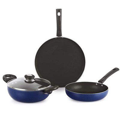 Cello Kitchenette Prima Non Stick Cookware, Set of 3, Blue