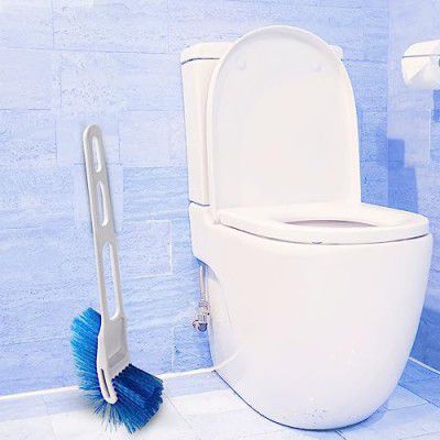 Cello Kleeno by Cello Eco Hockey Toilet Brush | Longer Handle Ergonomic Design | Angular Design to Reach All Corners | Set of 1, Blue & White