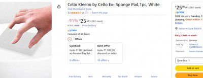 Cello Kleeno by Cello Ex- Sponge Pad,1pc, White