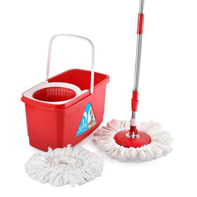 Cello Kleeno Easy Clean 360 Degree Plastic Bucket Spin Mop with 2-Refill
