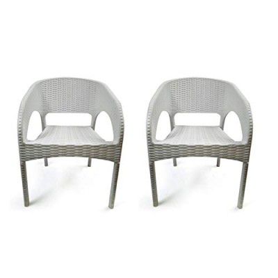 Cello Kraze Plastic Chair Set - Pack of 2 , White