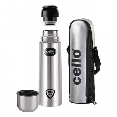Cello Life Style Stainless Steel Bottle with Thermal Jacket (1000ml, Silver)