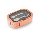 CELLO Lunch Buddy Lunch Box with Plastic Spoon and Fork | 100% Food Grade | Leak Proof and Break Resistant 925 ml, Orange...