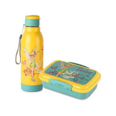 CELLO Lunch On Tinker Bell Gift Set Insulated Lunch Box & Water Bottle for Kids Set of 2
