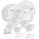 Cello Lush Fiesta Dazzle Series Opalware Dinner Set, 35-Pieces, Service for 6, White...