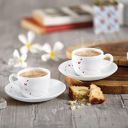 CELLO Lush Fiesta Opalware Queen Cup and Saucer Set | Small Size Cups |130 ml, 12 Units, White...