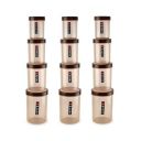 CELLO Magna Plastic Grocery Container - 500 ml, 1000 ml, 1700 ml, 750 ml (Pack of 12, Brown)...