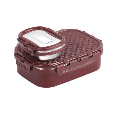 CELLO Matrix Medium Lunch Box | Stainless Steel Lunch Box with Inner Separate Veg Box