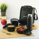 Cello Max Fresh All in One Lunch Box Set of 5 with Fabric Bag | 3 Plastic Containers with Steel Inner, 1 Pickle Box and 1 Steel Bottle | Microwave Safe...
