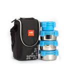 CELLO Max Fresh Click Lunch Box Set with Bag, 4 Containers, 300 ml, Blue Inner Stainless Steel Tiffin Box with Jacket...