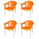 Cello Metallo Cafeteria Set of 4 Chairs (Orange)...