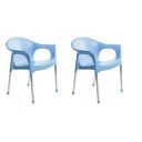 Cello Metallo Without Cushion Chair (Plastic,Blue,2 Pieces)...