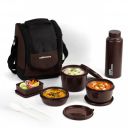 CELLO MF All In One Lunch Box with Bag for Office Use, Brown | 225ml, 375ml, 550ml Microwave Safe Containers...