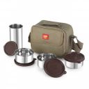 CELLO MF Fab Lunch Box Set with Jacket | Brown | Set of 4...