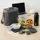 CELLO MF Glassy Pro Max 9 Pcs Glass Lunch Box with Bag, Grey...