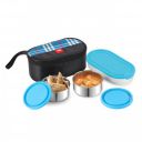 CELLO MF Trent Plus Lunch Box with Bag for Office, Blue | 300ml x 2 Steel Containers, 500ml Oval Plastic Containers...