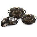 Cello Midas Casserole Gift Set with Inner Steel, 3pc (500ml, 1000ml, 1500ml), Black...
