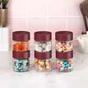 CELLO Modustack Glassy Storage Jar | Set of 6 | 500ml, Maroon...