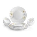 Cello Monarch Opalware Dinner Set, 18-Pieces, White,Floral...