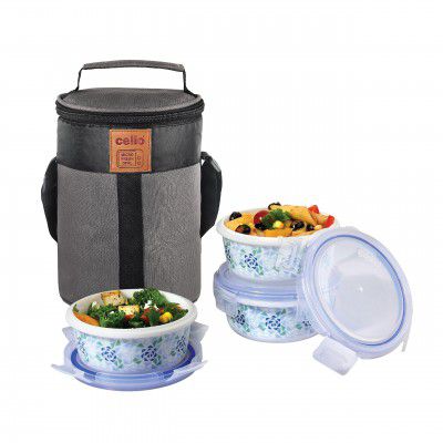 Cello Mosaic Rose Opalware Lunch Box