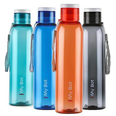 CELLO My Bot PET Water Bottle | 1000ml, Set of 4 | Assorted