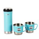 Cello My Cup Vacusteel Flask with Mugs Gift Set | 3 Unit, Blue...