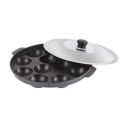 Cello Non-Stick 12 Cavity Appam Patra with Stainless Steel Lid Blue & Grey...