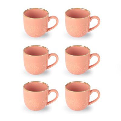 CELLO Nova Nexus Color Mirage Mug Set of 6, 180ml, Pink | Scratch Resistant | Porcelain Tea, Coffee Mug Set | Ideal for Daily Use & Gifting | Dishwasher Safe | Medium Mug |