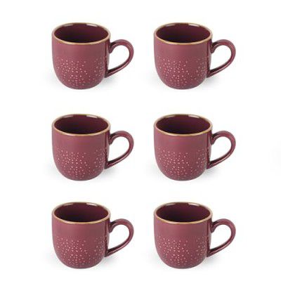 CELLO Nova Nexus Color Royale Mug Set of 6, 180ml, Purple | Scratch Resistant | Medium Mug |