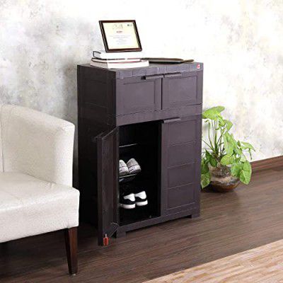 Cello Novelty Dual Plastic Shoe Rack(Ice Brown)
